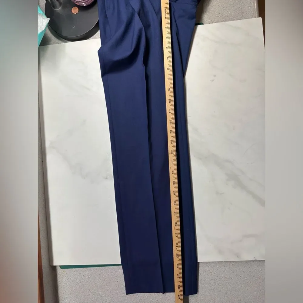 Giles & Jasper Navy Blue Wool Dress Pants, Men's 34W NWOT Raw Hem,
